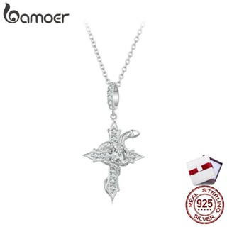 Bamoer สร้อยคอเงินแท้ 925 จี้งู และไม้กางเขน เครื่องประดับแฟชั่น ของขวัญ SCN500