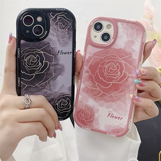 เคสโทรศัพท์มือถือ แบบนิ่ม พิมพ์ลายดอกกุหลาบ สีดํา และสีชมพู สําหรับ Infinix SMART 6 5 HOT 11 10 9 Play 11S 10S NOTE 8