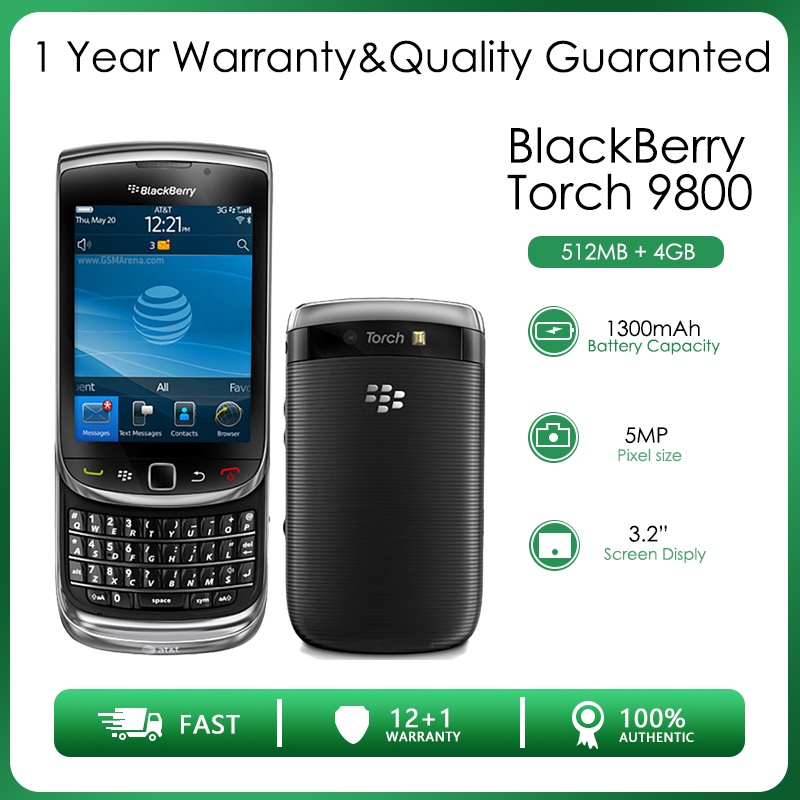 Blackberry ไฟฉาย 9800 คลาสสิก โทรศัพท์มือถือ GSM คุณภาพดี จัดส่งฟรี