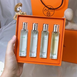 (15ml * 4) Hermes Garden Four Piece Sample perfume Hermes เซตน้ําหอม 15 มล. * 4 Lagoon Rooftop. สําหรับทุกเพศ Lis Garden กล่องของขวัญ