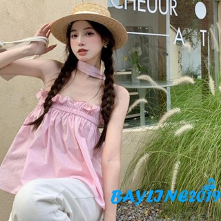 Bay- เสื้อท็อปลําลอง เปิดไหล่ สีพื้น แฟชั่นฤดูร้อน สําหรับผู้หญิง