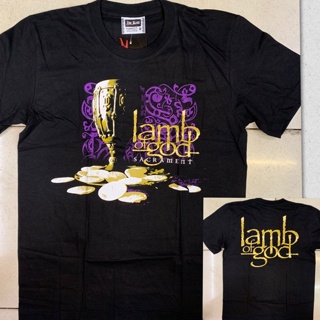 เสื้อยืดแขนสั้น พิมพ์ลายวงร็อค Lamb Of God สีดํา