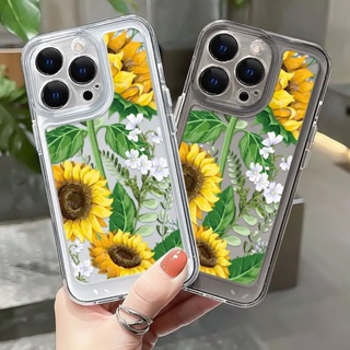 เคสโทรศัพท์มือถือแบบนิ่ม TPU ใส กันกระแทก กันรอยกล้อง ลายดอกทานตะวัน สําหรับ IPhone 11 14 13 12 Pro Max XS X XR 7+ 8 6 6S Plus