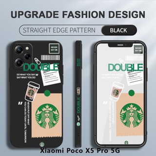 เคสโทรศัพท์มือถือ ซิลิโคน ลายโลโก้ Starbucks มีลายด้านข้าง สําหรับ Xiaomi Poco X5 Pro 5G Poco F5 Pro