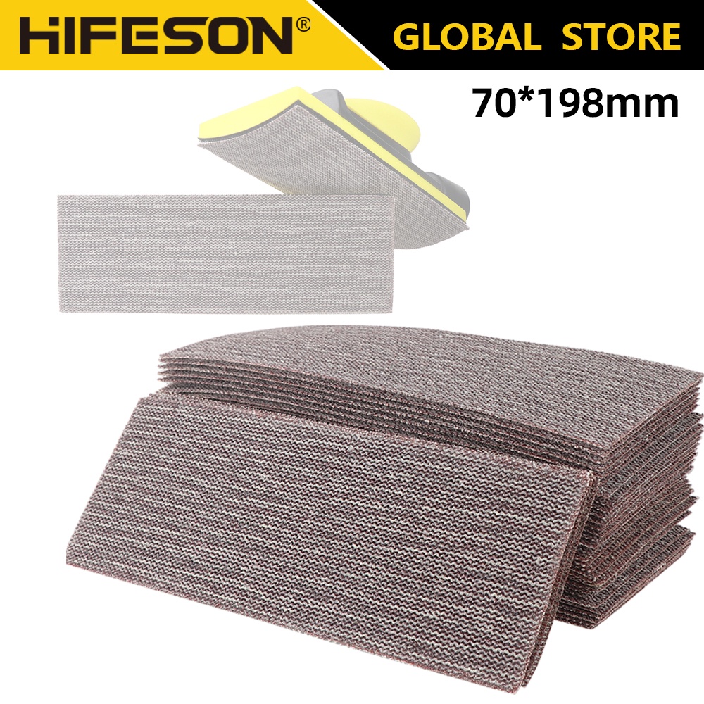 HIFESON 70x198 มม.กระดาษทรายขัดสี่เหลี่ยมสูญญากาศกระดาษทรายแผ่นขัด-กระดาษขัด 98A Sander อุปกรณ์เสริม