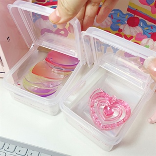 โฟโต้การ์ด กล่องเก็บของ แบบพลิกได้ สีโปร่งใส สําหรับ Kpop Idol Photocard Tape Hairpin Classification Box