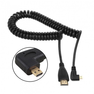 Xiwai สายเคเบิล Micro HDMI เป็น HDMI ตัวผู้ 90 องศา สําหรับโทรศัพท์มือถือ แท็บเล็ต กล้อง