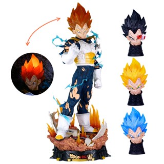 โมเดลฟิกเกอร์ รูปปั้นอนิเมะ Dragon Ball Saiyan LX Vegeta Vegeta แบบเรืองแสง สี่หัว แฮนด์เมด สําหรับตกแต่ง