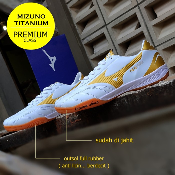 Putih ล่าสุด- Mizuno รองเท้าฟุตซอล ไทเทเนียม สํารองข้อมูล แฟชั่นมืออาชีพ - สีขาว 42