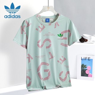 Adidas เสื้อยืดแขนสั้น คอกลม ผ้าเรยอน 100% ยืดหยุ่น สําหรับผู้ชาย และผู้หญิง