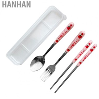 Hanhan 3pcs/Set  Utensils Set Cartoon  Forks  Kit Stainless Steel Flatware Cutlery Set with Transparent Box