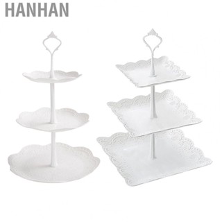 Hanhan 3 Tier Dessert Stand  3 Tier Serving Tray Large  White Space Saving Plastic  for Living Room