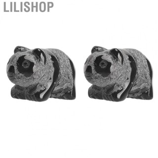 Lilishop Handcrafted Panda Statue  Cute Portable Obsidian 2pcs  Statue  for Party for Bedroom for Ornament