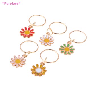 Purelove&gt; จี้ดอกไม้ ดอกเดซี่ โลหะผสมสังกะสี หลากสี สําหรับถักนิตติ้ง DIY 5 ชิ้น ต่อชุด