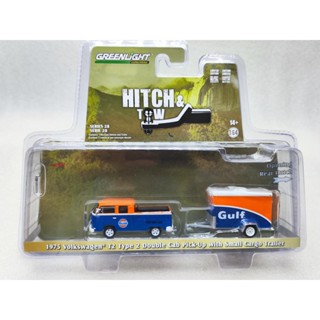 พร้อมส่ง ไฟสีเขียว 1: 64 1975 Volkswagen T2 Type 2 สองแถว สําหรับรถพ่วง รถบรรทุก รถพ่วง น้ํามันอ่าว