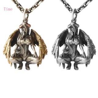 Time Gothic Devil Angel สร้อยคอโซ่ จี้รูปปีศาจ สไตล์วินเทจ เรียบง่าย เครื่องประดับ สําหรับวันวาเลนไทน์