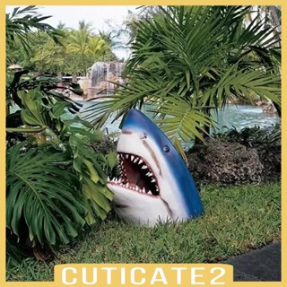 [Cuticate2] ฟิกเกอร์รูปปั้นหัวฉลาม สร้างสรรค์ สําหรับตกแต่งสวนหลังบ้าน