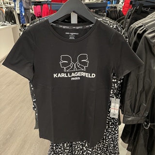 Galeries Lafayette KARL LAGERFELD ใหม่ เสื้อยืดลําลอง แขนสั้น คอกลม พิมพ์ลายตัวอักษร Joker แฟชั่นฤดูใบไม้ผลิ และฤดูร้อน สําหรับสตรี