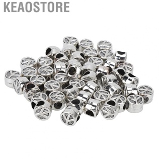 Keaostore Hair Tube Bead  50pcs Fashionable DIY Beard Beads Metal for Braiding