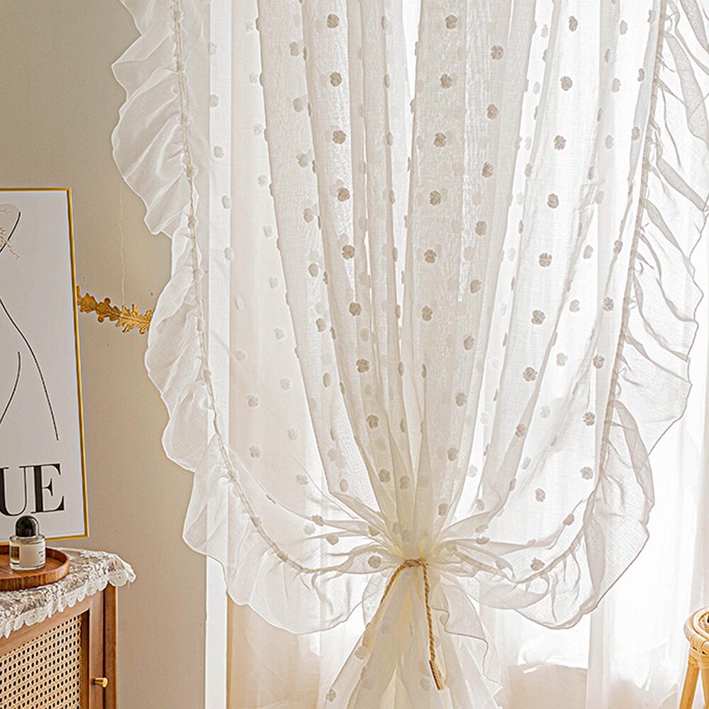 แนะนำ ผ้าม่าน ผ้าม่าน ผ้าเชียร์ ผ้าลินิน ระบายอากาศ สีขาว 3D สไตล์วินเทจ สําหรับตกแต่งบ้าน ห้องครัว ห้องเด็กผู้หญิง ราคาพิเศษ มีเก็บเงินปลายทาง
