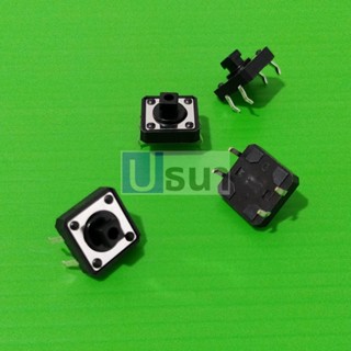 สวิทช์ B3F ปุ่มกด ไมโครสวิทช์ กดติด-ปล่อยดับ DIP Push Button Switch 12x12x7.3mm #B3F-ดำ (DIP) (1 ตัว)