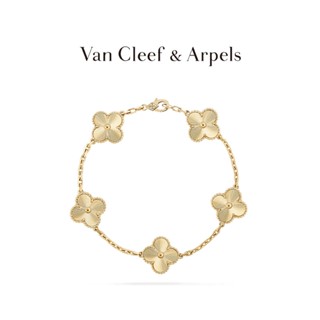 [พร้อมส่ง] Van Cleef &amp; Arpels/Vca สร้อยข้อมือ จี้รูปใบไม้สี่แฉก สีเหลือง สีทอง สไตล์วินเทจ