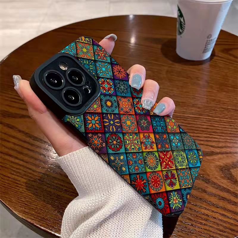 【หนังแกะ】เคสโทรศัพท์มือถือนิ่ม ลายสก๊อต สไตล์วินเทจ สําหรับ IPhone 6S 7 Plus 8 Plus X XS XR XS Max 11 13 12 14 PRO Max 14 Plus 12 13 MINI