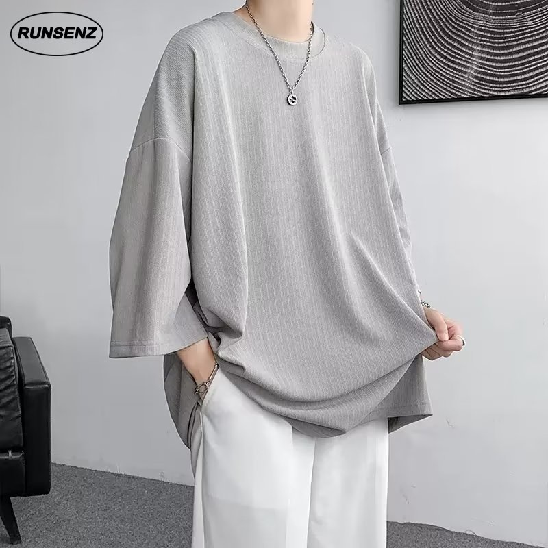 เสื้อยืดลําลอง ผ้าเรยอน แขนสั้น คอกลม ทรงหลวม ขนาดใหญ่ สําหรับผู้ชาย ไซซ์ M - 5XL
