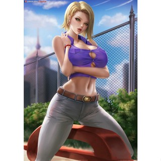 โปสเตอร์ภาพวาดผ้าใบ Android18 Bulma Caulif Charming Lady Art สําหรับตกแต่งผนังห้องนอน ห้องนั่งเล่น