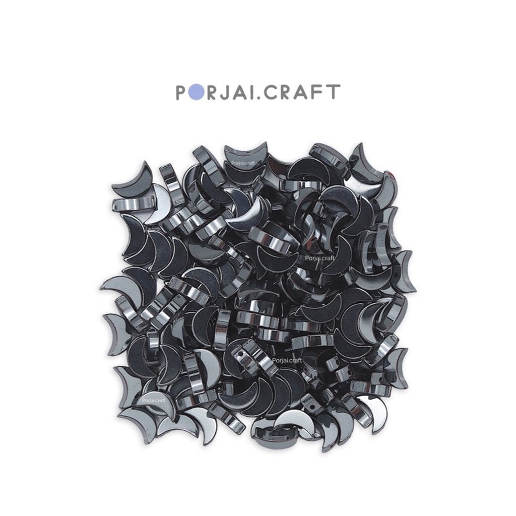 Hematite Moon Bead ลูกปัดเฮมาไทต์พระจันทร์ 8mm