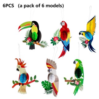 6pcs Home Animal DIY Beach Vivid Summer Party Pendant With Rope Indoor Outdoor Tropical Birds Hanging Decoration