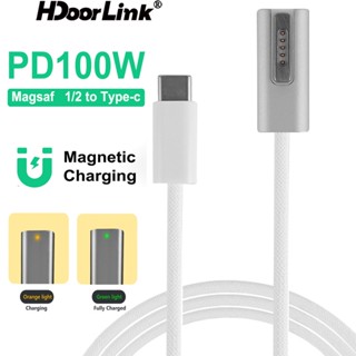 Hdoorlink อะแดปเตอร์สายชาร์จ Type C เป็น Magsaf* 1/2 USB C PD 100W ชาร์จไว สําหรับ Apple Mac Book Air Pro