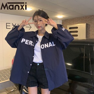 Manxi เสื้อเชิ้ตผู้หญิง เสื้อสาวอวบ สะดวกสบาย  มีความรู้สึกของการออกแบบ A25K01T