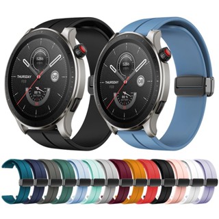 สายนาฬิกาข้อมือซิลิโคน แบบแม่เหล็ก พับได้ สําหรับ Huami Amazfit GTR 4 3 2 Amazfit GTR Mini