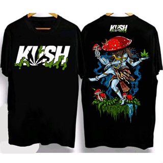 ใหม่  เสื้อยืดพิมพ์ลายกัญช KUSH ใหม่ 2023 ดีไซน์สีด้านหน้า 420 Smoke เสื้อยืดบุหรี่ เสื้อยืด