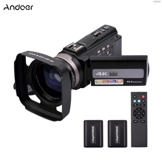 Andoer กล้องบันทึกวิดีโอดิจิทัล 4K 60FPS Ultra HD DV 48MP ซูม 16X หน้าจอสัมผัส LCD หมุนได้ 3 นิ้ว แชร์ WiFi IR เวอร์ชั่นกลางคืน ตรวจจับการเคลื่อนไหว ป้องกันการสั่นไหว Time Lapse Sl