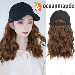 OCEANMAPDZ หมวกเบสบอล วิกผมหยิก สีน้ําตาล คุณภาพสูง ผู้หญิง ธรรมชาติ ผมสังเคราะห์ ต่อผม ปรับได้ เด็กผู้หญิง ผมยาว คลื่นหยักศก