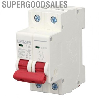 Supergoodsales Circuit Breaker 2P DC1000V MCB 25A DIN Rail Mount Switch 6000A Breaking