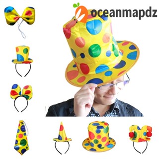 Oceanmapdz ที่คาดผม สําหรับผู้หญิง ผ้ารัดคอ ที่คาดผม ลายจุด วงกลม หมวกตัวตลก สําหรับเด็ก