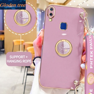 เคสโทรศัพท์มือถือ ลายต้นไม้ Gloden พร้อมขาตั้ง และสายคล้อง สําหรับ Vivo Y95 Y93 Y91 Y91i 1807 1816 1817 1811