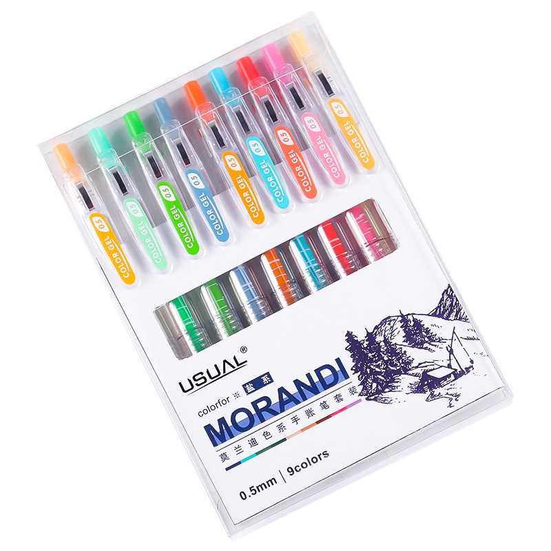 Ossayi ปากกาเจลสีโมแรนดี้ 0.5 มม. แบบเปลี่ยน สําหรับวาดภาพกราฟฟิตี้ 9 ชิ้น