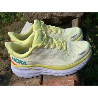 Hoka ONE ONE Clifton 8 รองเท้ากีฬา รองเท้าวิ่ง สีเหลือง สีเขียว สีขาว HNZH