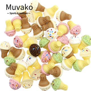 MUVAKO จี้เรซิ่น รูปไอศกรีม ทรงกลม คละสี สําหรับเคสโทรศัพท์ 50 ชิ้น