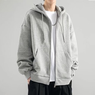 เสื้อคาร์ดิแกนกันหนาว แต่งกระเป๋าจิงโจ้ สีพื้น เข้ากับทุกการแต่งกาย สไตล์สตรีท สําหรับผู้ชาย