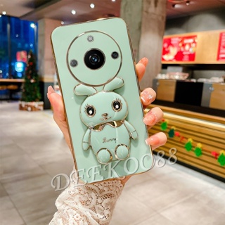 เคสโทรศัพท์มือถือนิ่ม ป้องกันกล้อง ลายการ์ตูนกระต่ายน่ารัก พร้อมขาตั้ง สําหรับ Realme 11 Pro+ Plus 5G C53 NFC GT NEO5 SE 4G Realme11 11Pro Realme11Pro+