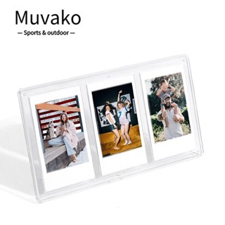 MUVAKO กรอบรูป 3 ช่อง แนวตั้ง แบบสร้างสรรค์ สีโปร่งใส สําหรับ Fujifilm Instax mini