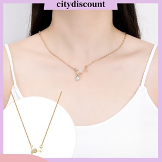 &lt;citydiscount&gt; สร้อยคอ จี้แก้วไวน์ ประดับเพชรเทียม อัลลอย แวววาว สะดุดตา หรูหรา สําหรับผู้หญิง