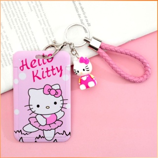 น่ารัก Hello Kitty Girls ผู้ถือบัตรรถบัสนักเรียน Campus Card Holder Id Card Bag Storage -FE