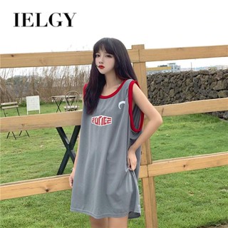 Ielgy เสื้อยืด แขนกุด ผู้หญิง ขนาดใหญ่ หลวม สไตล์สปอร์ต เสื้อกั๊ก