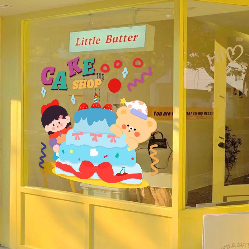 สติกเกอร์ ลายการ์ตูนน่ารัก สําหรับติดตกแต่งกระจก หน้าต่าง ประตู ร้านเค้ก เบเกอรี่ - รูปที่ 4